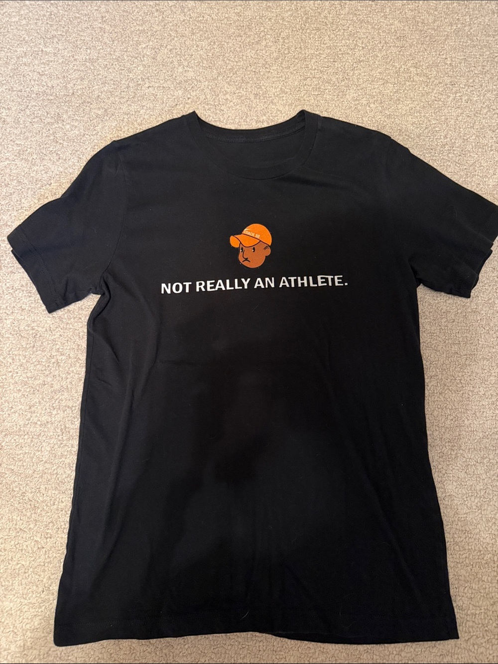 Black Graphic Tee with Orange Accent - NOT REALLY AN ATHLETE